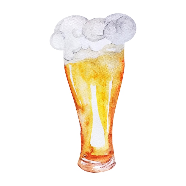 Glass of beer with foam single element