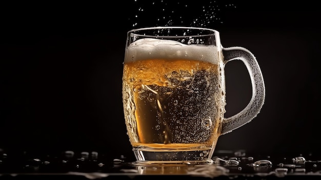 A glass of beer with foam