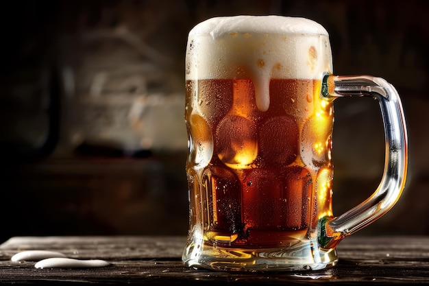 A Glass of Beer on a Wooden Table