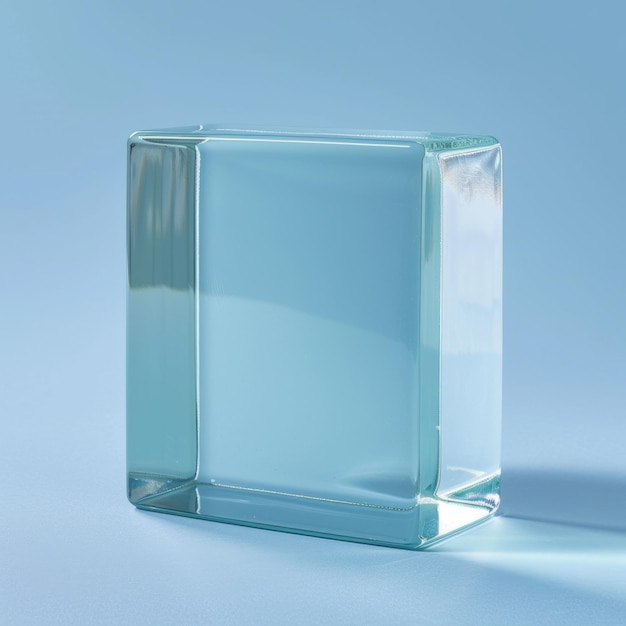 Photo glass block on blue background