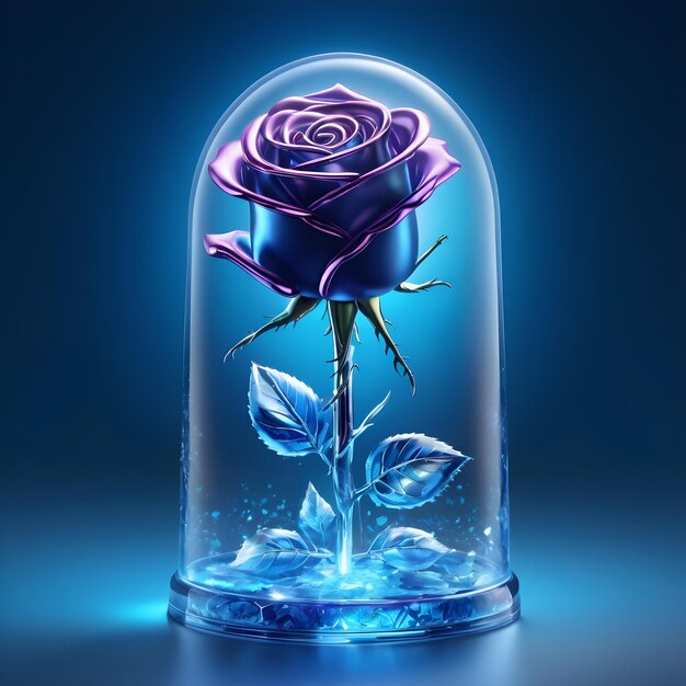 Photo glass blue rose