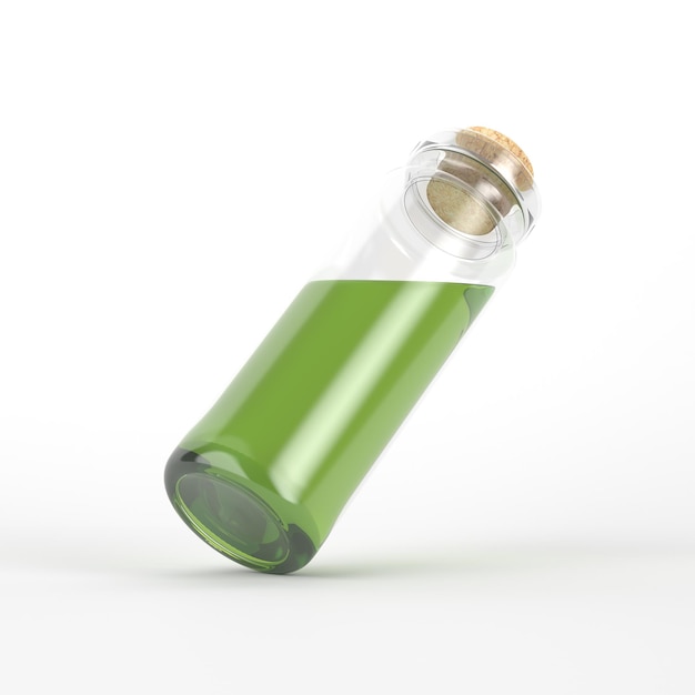 Glass Bottle Back Left Side Isolated In White Background