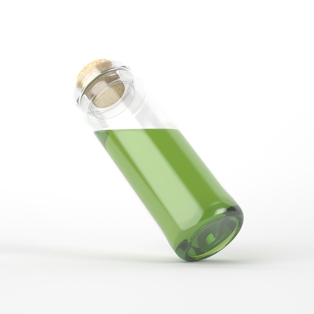 Glass Bottle Back Right Side Isolated In White Background