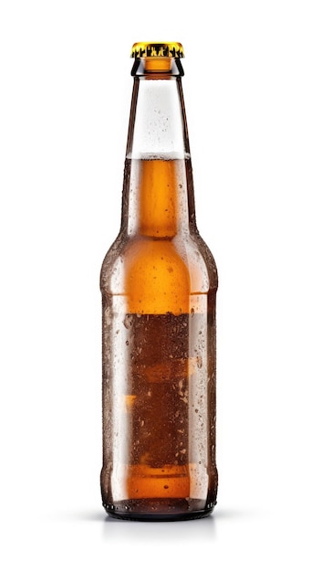 Glass bottle of beer on a white background