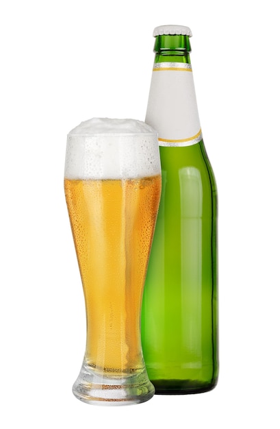 グラスとビールのボトル