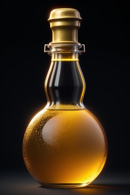 Foto poster promozionale per l'esposizione del prodotto con fotografia di sfondo di alta qualità per bevande in bottiglia di vetro