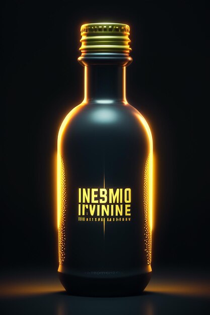 Foto poster promozionale per l'esposizione del prodotto con fotografia di sfondo di alta qualità per bevande in bottiglia di vetro