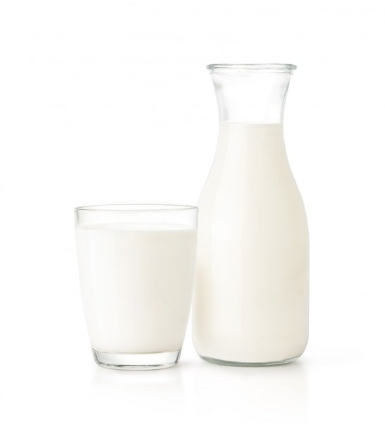 Photo glass and bottle of fresh milk isolated on white background.