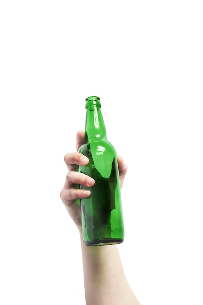 Glass bottle in hand