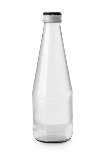 Glass bottle with metal cap of 1 liter. Without label and isolated