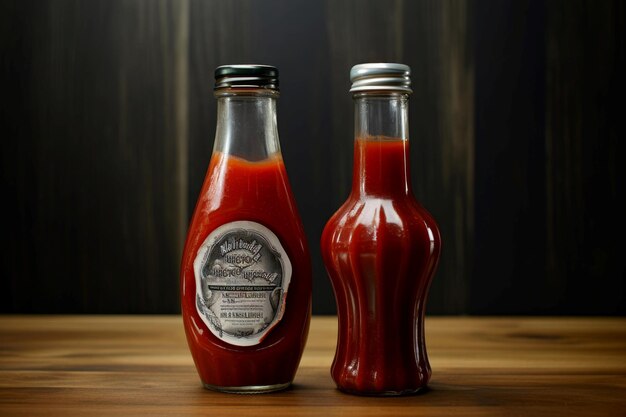 Photo glass bottle ketchup organic food generate ai