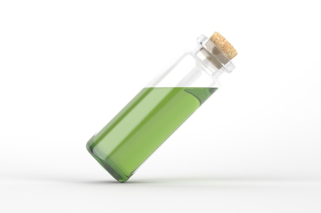 Glass Bottle Left Side In White Background