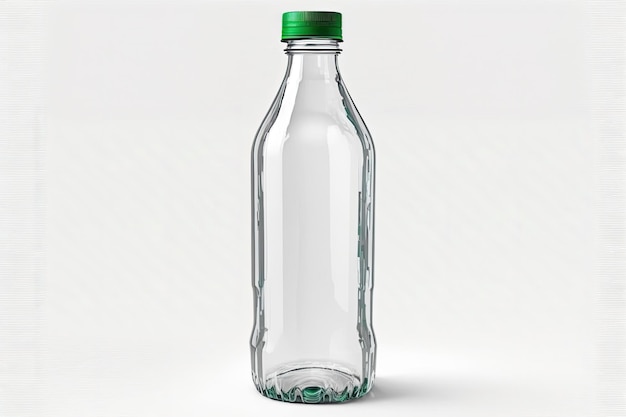 Glass bottle of mineral water against a white background Mockup without labels