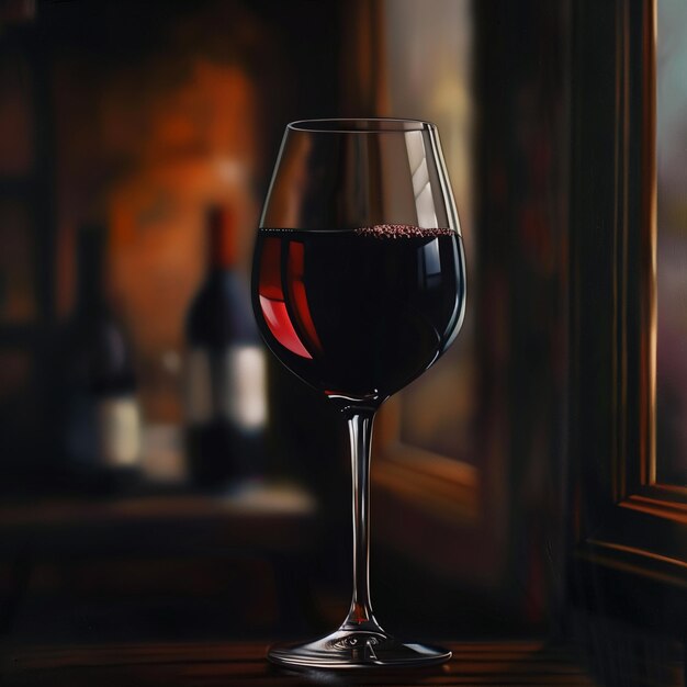 Photo glass and bottle of wine in an intimate setting