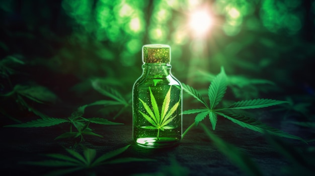 Glass bottle with CBD oil