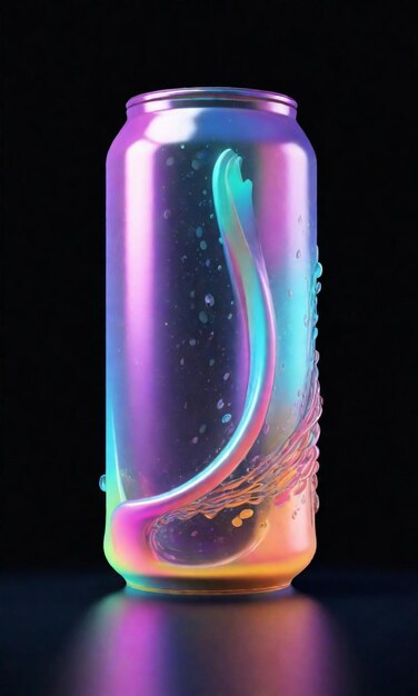 a glass bottle with a rainbow colored liquid inside