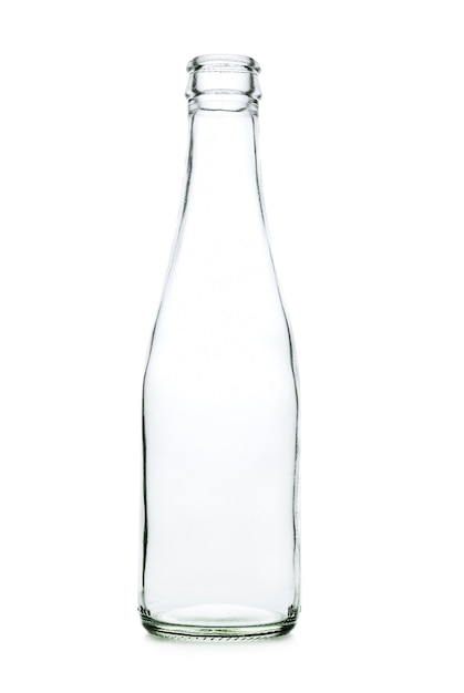 Glass bottle with a white liquid. The materials can be recycled again.