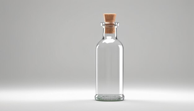 A glass bottle with a wooden cork