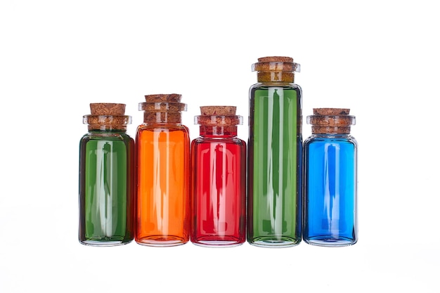 Glass bottles on isolated background