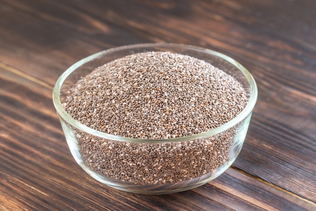 Glass bowl of chia seeds