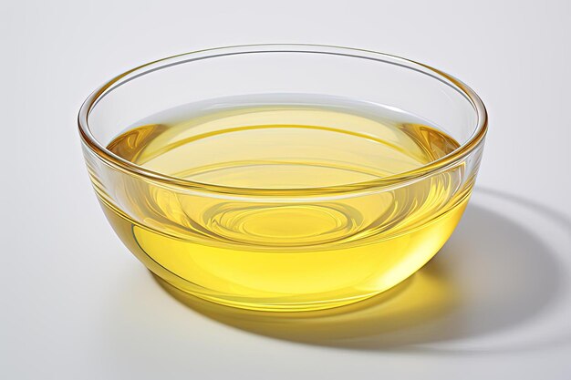 Photo a glass bowl containing yellow oil in the style of cleanlined