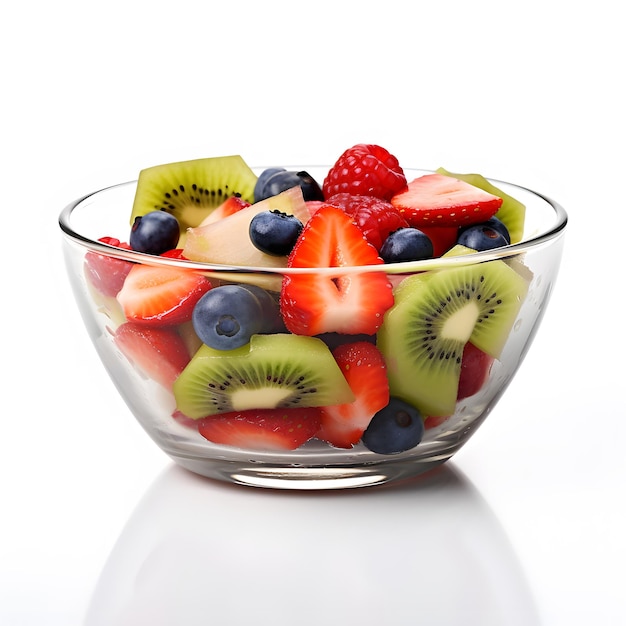 a glass bowl of fruit with a fruit bowl of kiwi and kiwi