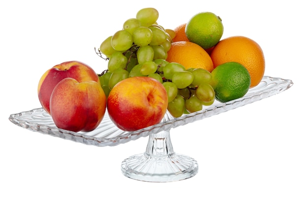 Glass bowl for fruits storage isolated