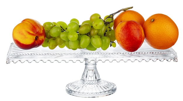 Photo glass bowl for fruits storage isolated