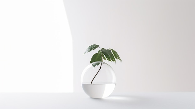 A glass bowl with a plant in it