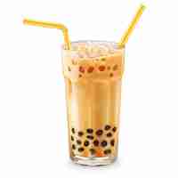 Photo a glass of bubble tea in white background job id ab592846691147a4ab16a49a11a72fd6