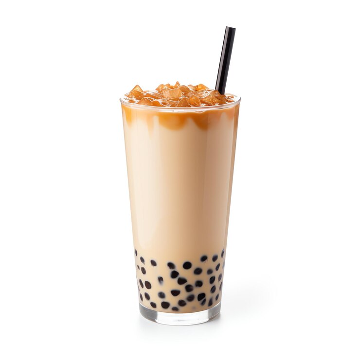 Photo a glass of bubble tea with a straw