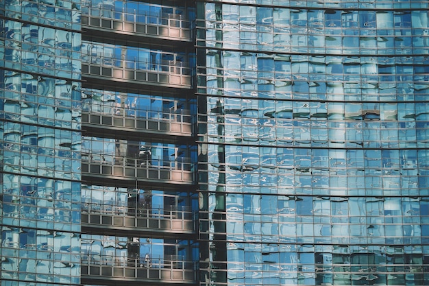 Glass building with balconies