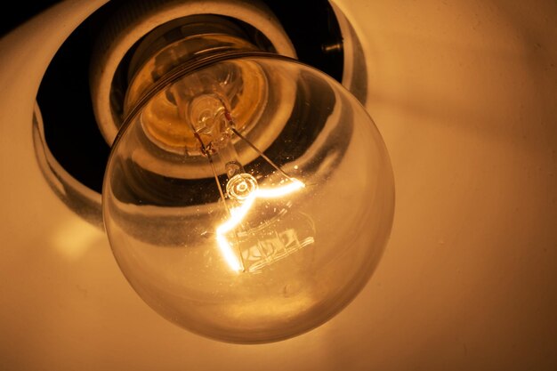 Glass bulb in the dark clsose up