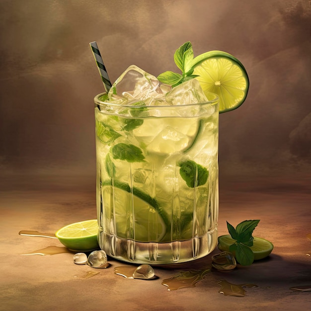 A glass of caipirinha