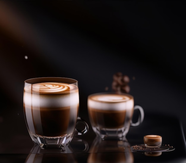 Glass of cappuccino Illustration AI GenerativexA