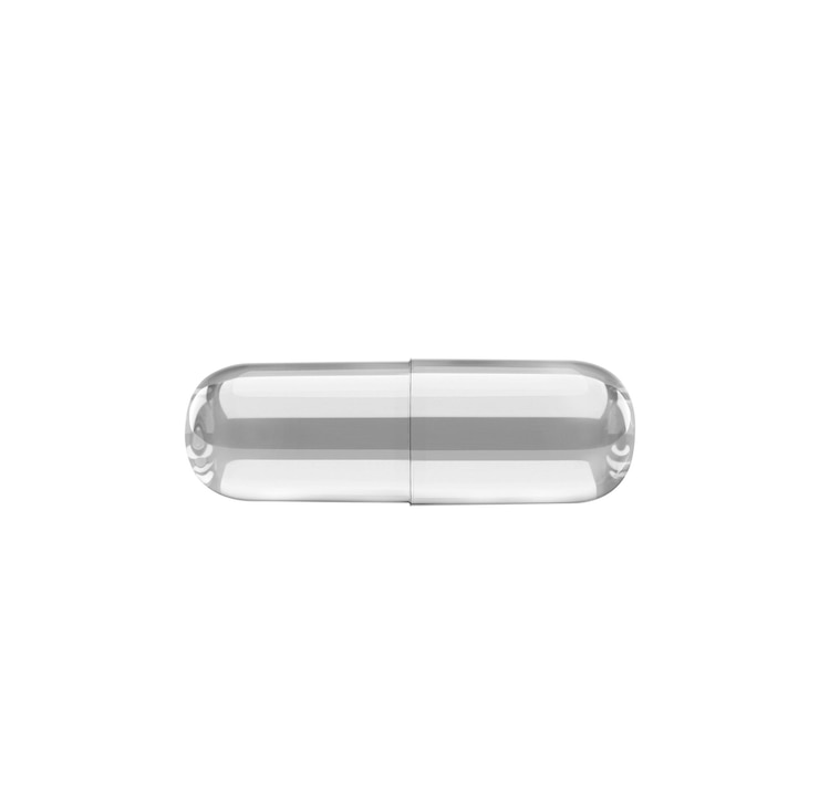 Photo glass capsule on white background