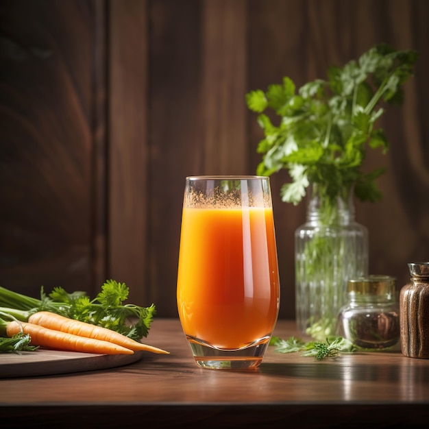 A glass of carrot juice next to a knife and a knife.