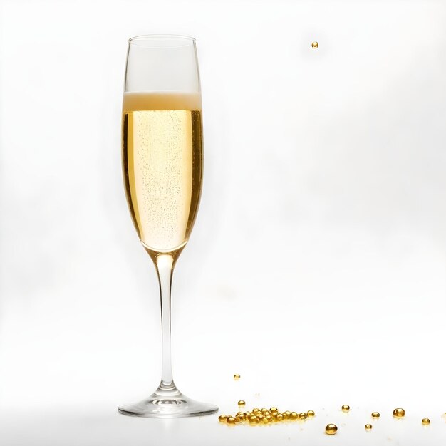 Glass of Champagne Isolated Digital Painting Champagner Background New Year Drink Design