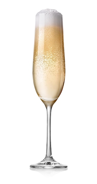 Glass of champagne isolated on white background