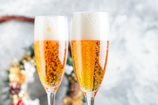 Bicchiere di champagne spumante vacanze natale cocktail party vin brulé grog wine
