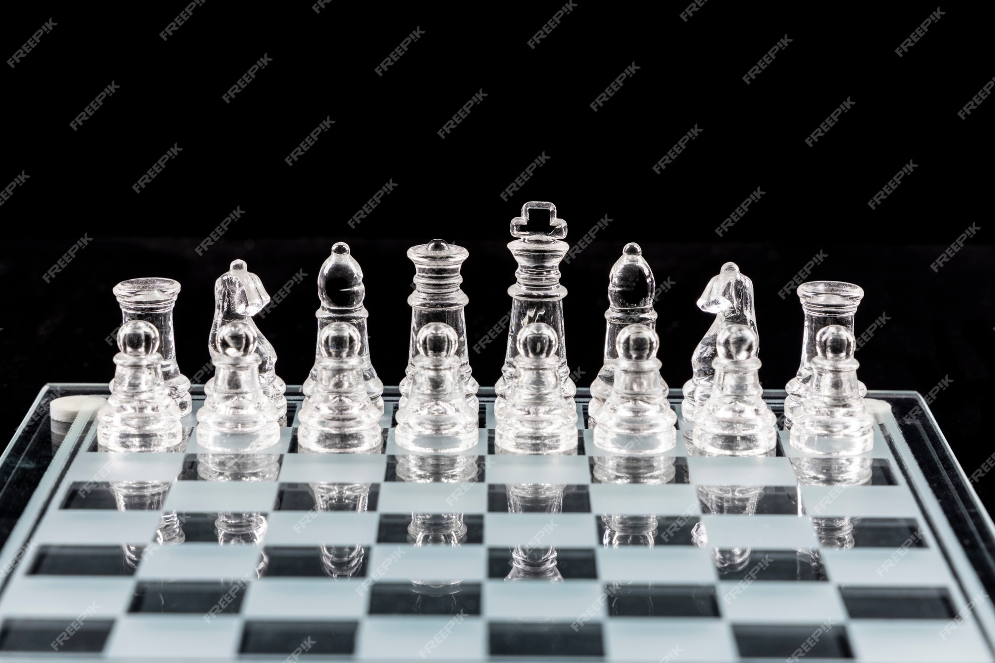 Glass chess, on the black background. Stock images. Close-up view Stock  Photo - Alamy