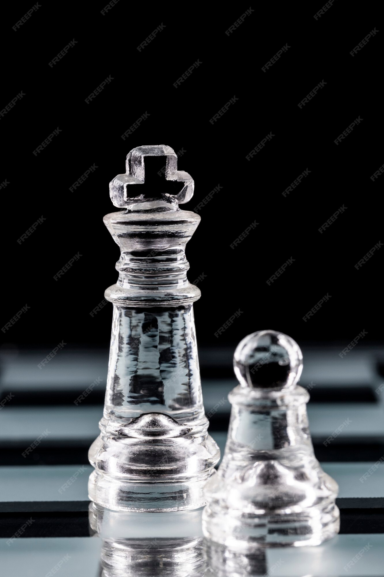 Glass chess, on the black background. Stock images. Close-up view Stock  Photo - Alamy