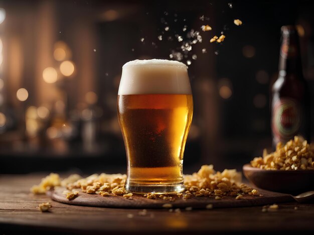 Glass of chilled beer for wonderful moment ideal alcohol beverage in cinematic advertising photogra