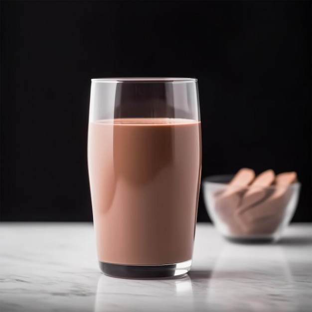 Photo glass of chocolate milk