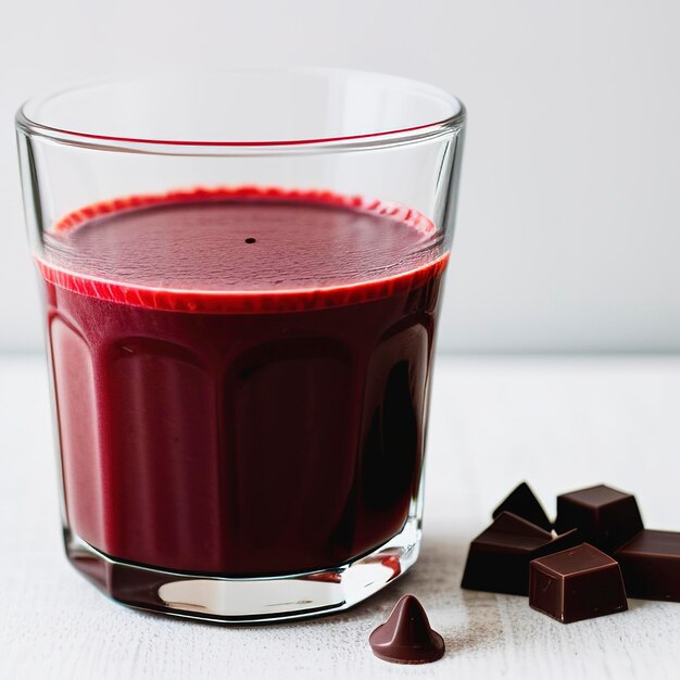 A glass of chocolate smoothies on white background