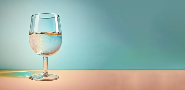 色付きの背景にきれいな水のグラス ジェネレーティブ AI