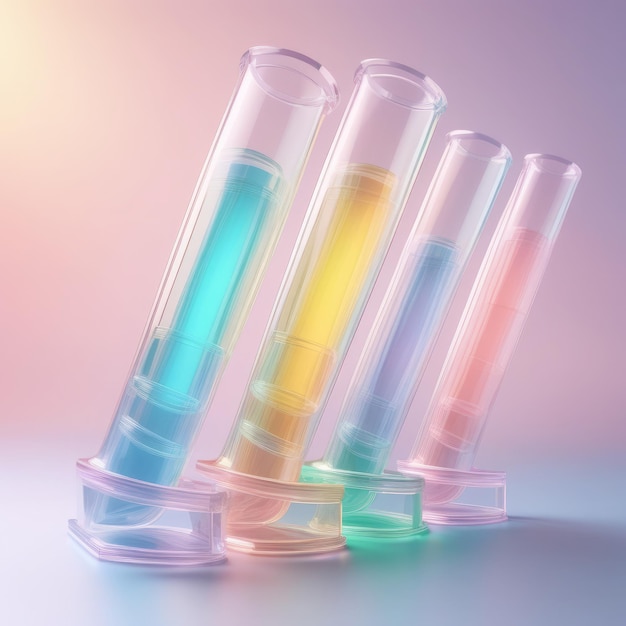 Glass clear tubes in pastel colors