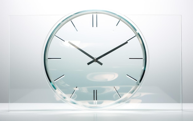 glass clock stylish look view on white background