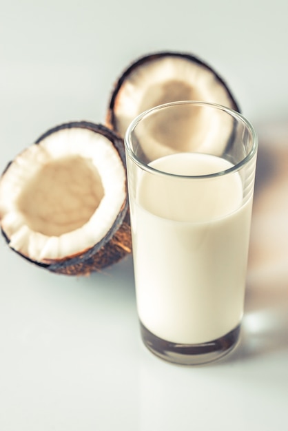 Glass of coconut milk