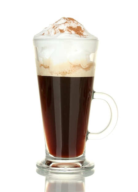 Photo glass of coffee cocktail isolated on white